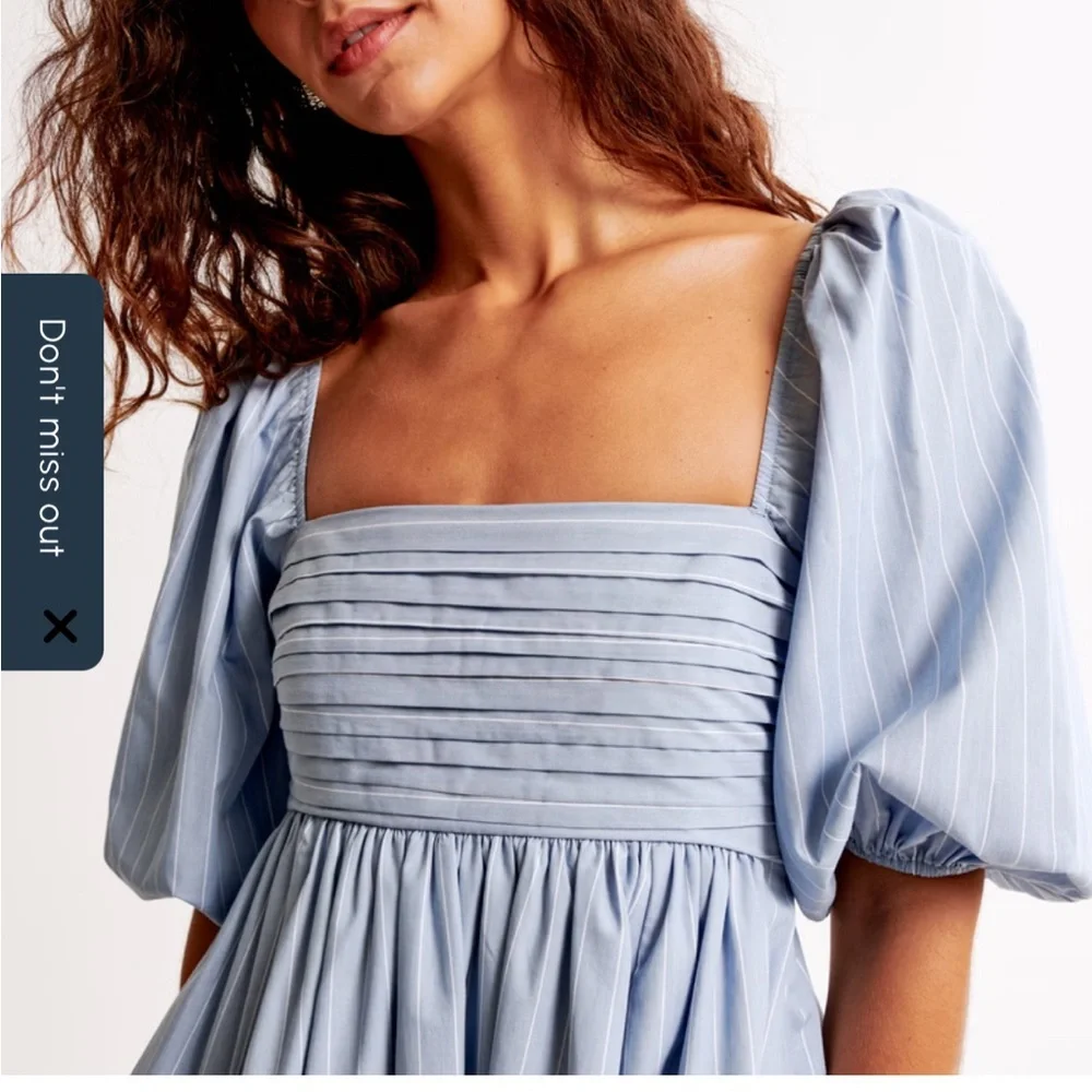 Abercrombie & Fitch Light Blue Puff Sleeve Mini Dress - Picture 3 of 6
